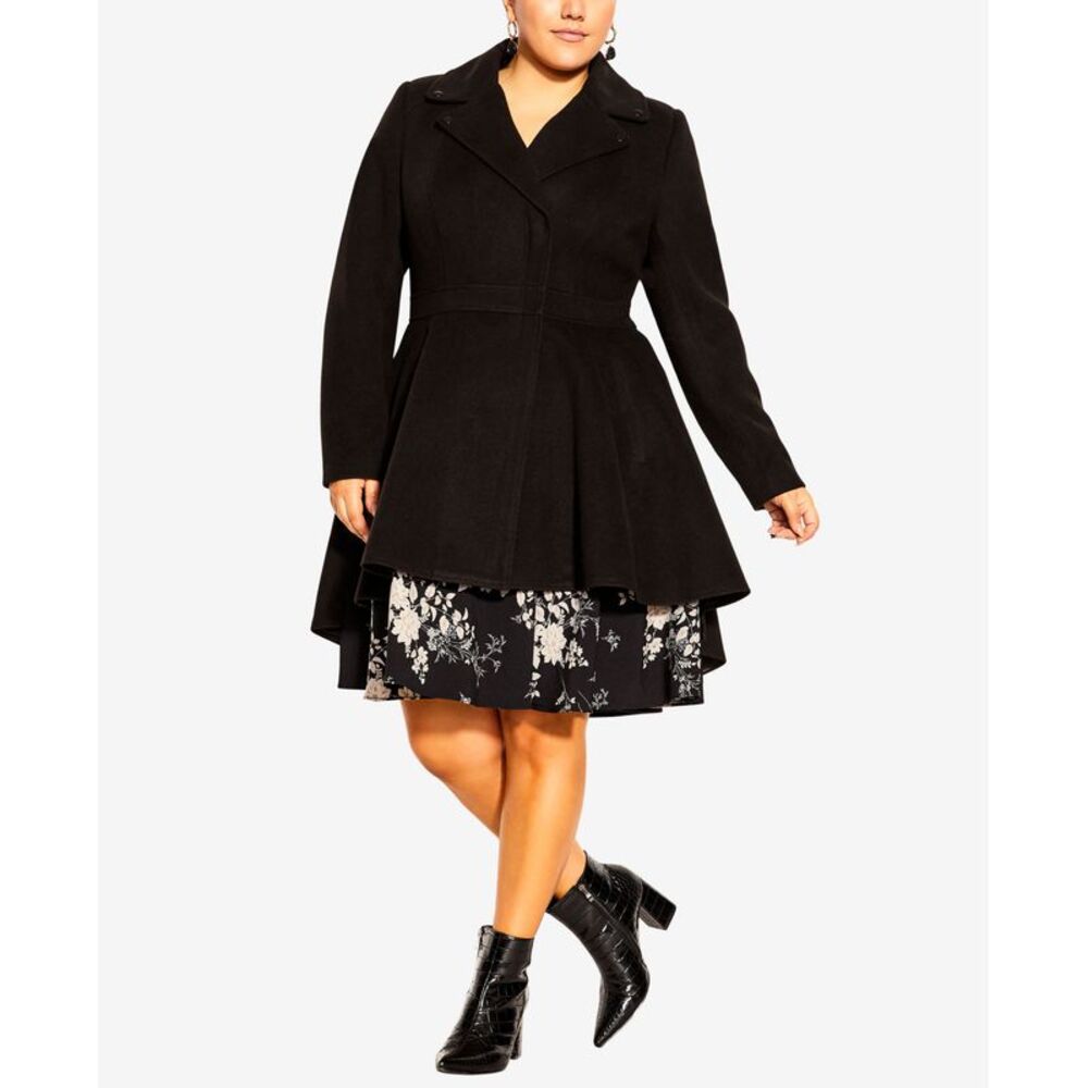Trendy Plus Size High Low Frill Coat